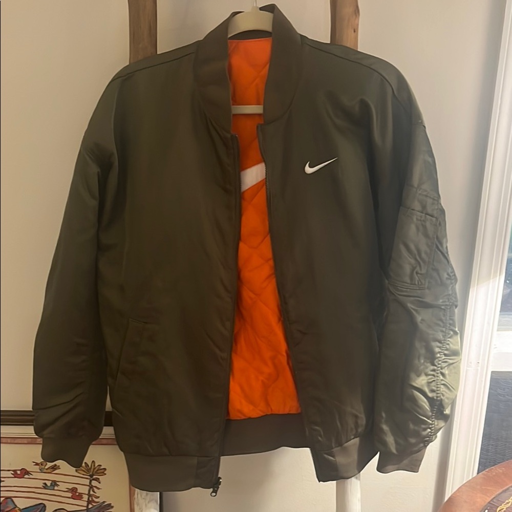 Nike Green and Orange Reversible Bomber Jacket